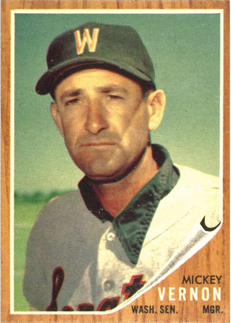 1962 Topps #152 Mickey Vernon - 152b - Green Tint
