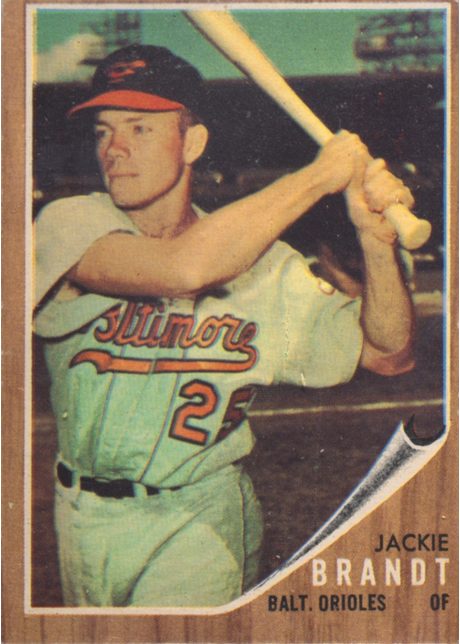 1962 Topps #165 Jackie Brandt - 165b - Green Tint