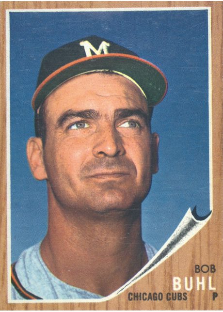 1962 Topps #458 Bob Buhl - 458b - M On Cap