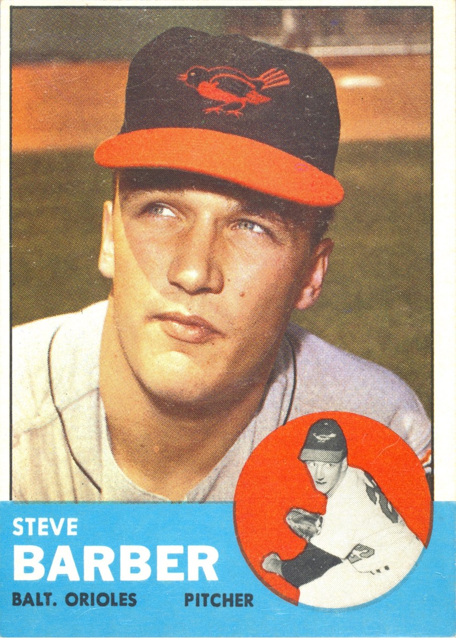 1963 Topps #12 Steve Barber, Baltimore Orioles