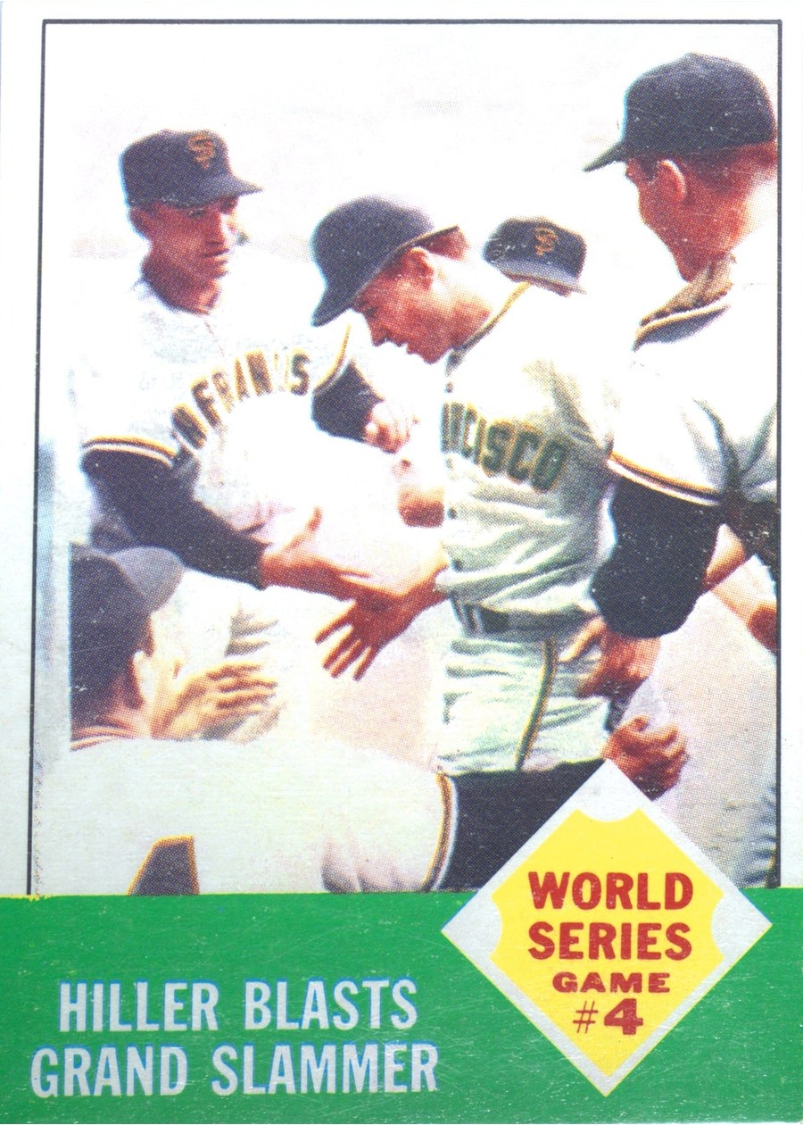 1963 Topps #145 World Series Game #4 - Hiller Blasts Grand Slammer, San Francisco Giants