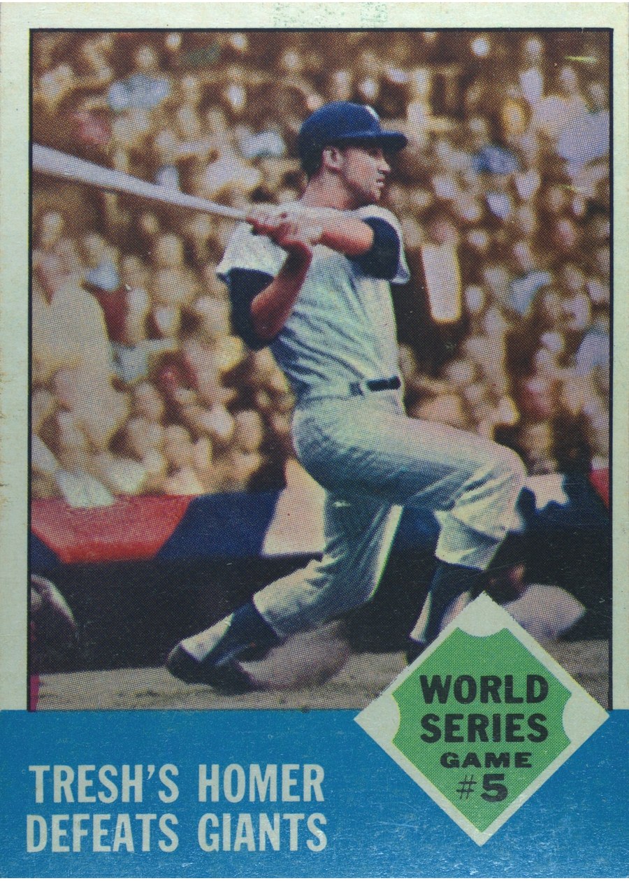 1963 Topps #146 World Series Game #5 - Tresh's Homer Defeats Giants, New York Yankees