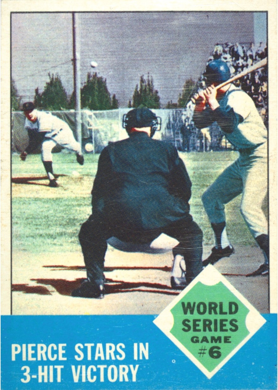 1963 Topps #147 World Series Game #6 - Pierce Stars in 3-Hit Victory, San Francisco Giants