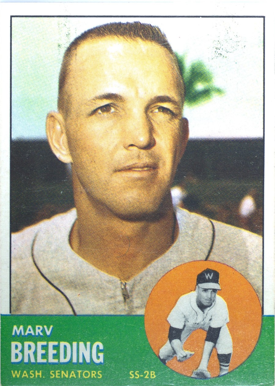 1963 Topps #149 Marv Breeding, Washington Senators