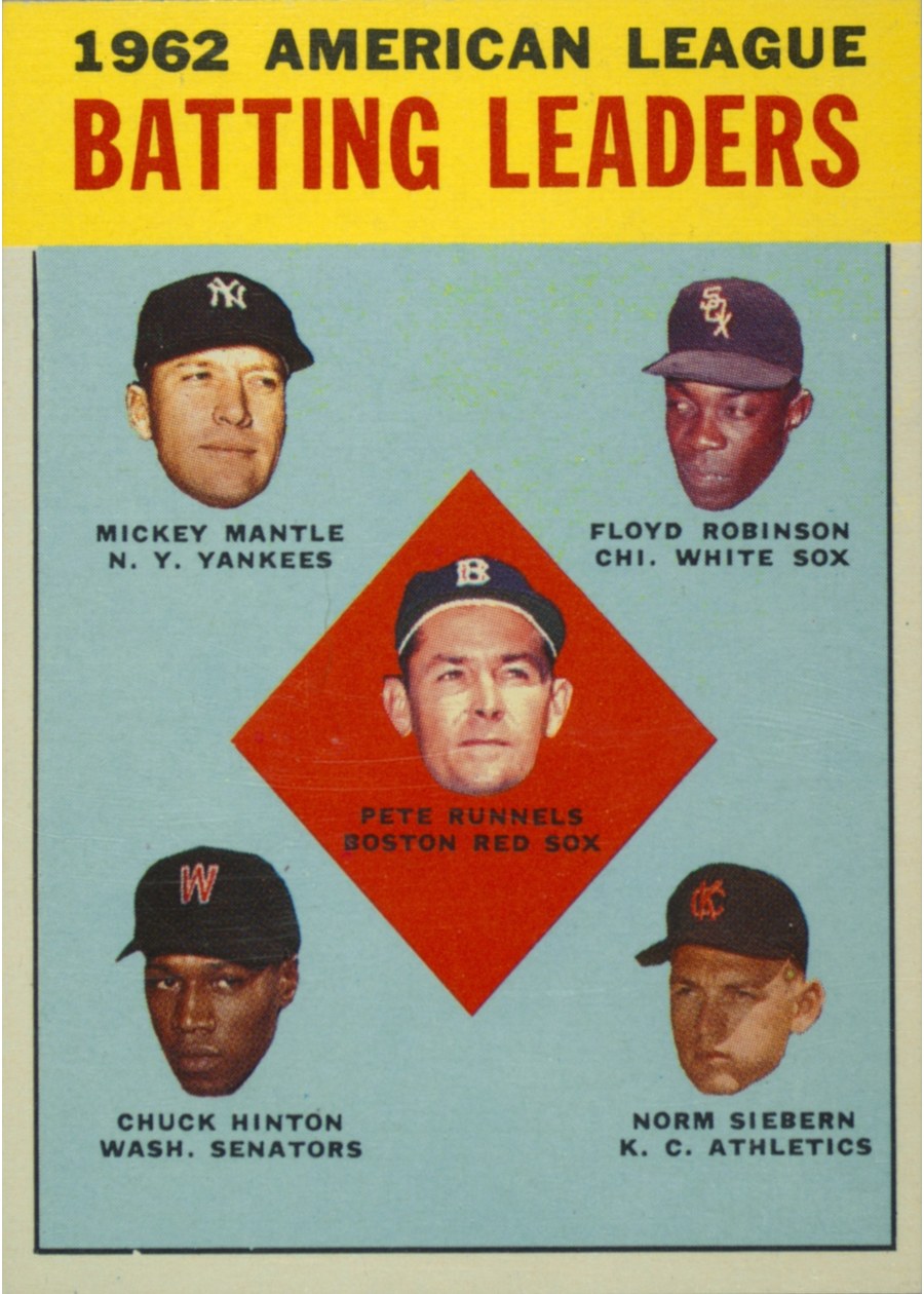 1963 Topps #2 1962 American League Batting Leaders, Boston Red Sox / New York Yankees / Chicago White Sox / Washington Senators / Kansas City Athletics