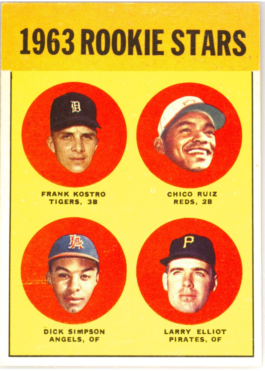1963 Topps #407 1963 Rookie Stars, Detroit Tigers / Cincinnati Reds / Los Angeles Angels / Pittsburgh Pirates