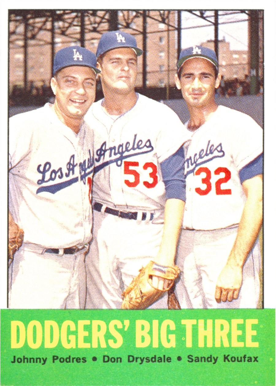1963 Topps #412 Dodgers' Big Three, Los Angeles Dodgers