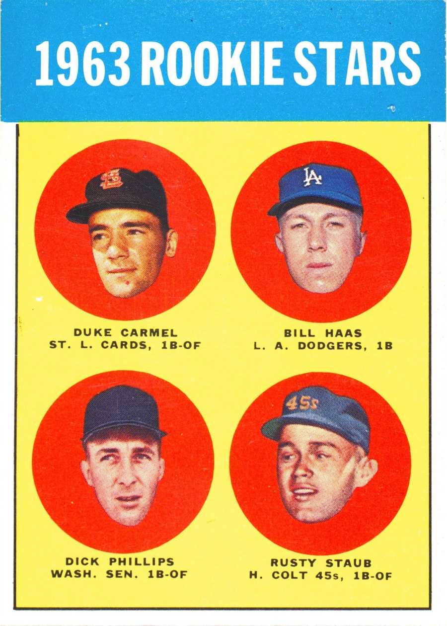 1963 Topps #544 1963 Rookie Stars, St. Louis Cardinals / Los Angeles Dodgers / Washington Senators / Houston Colt .45's
