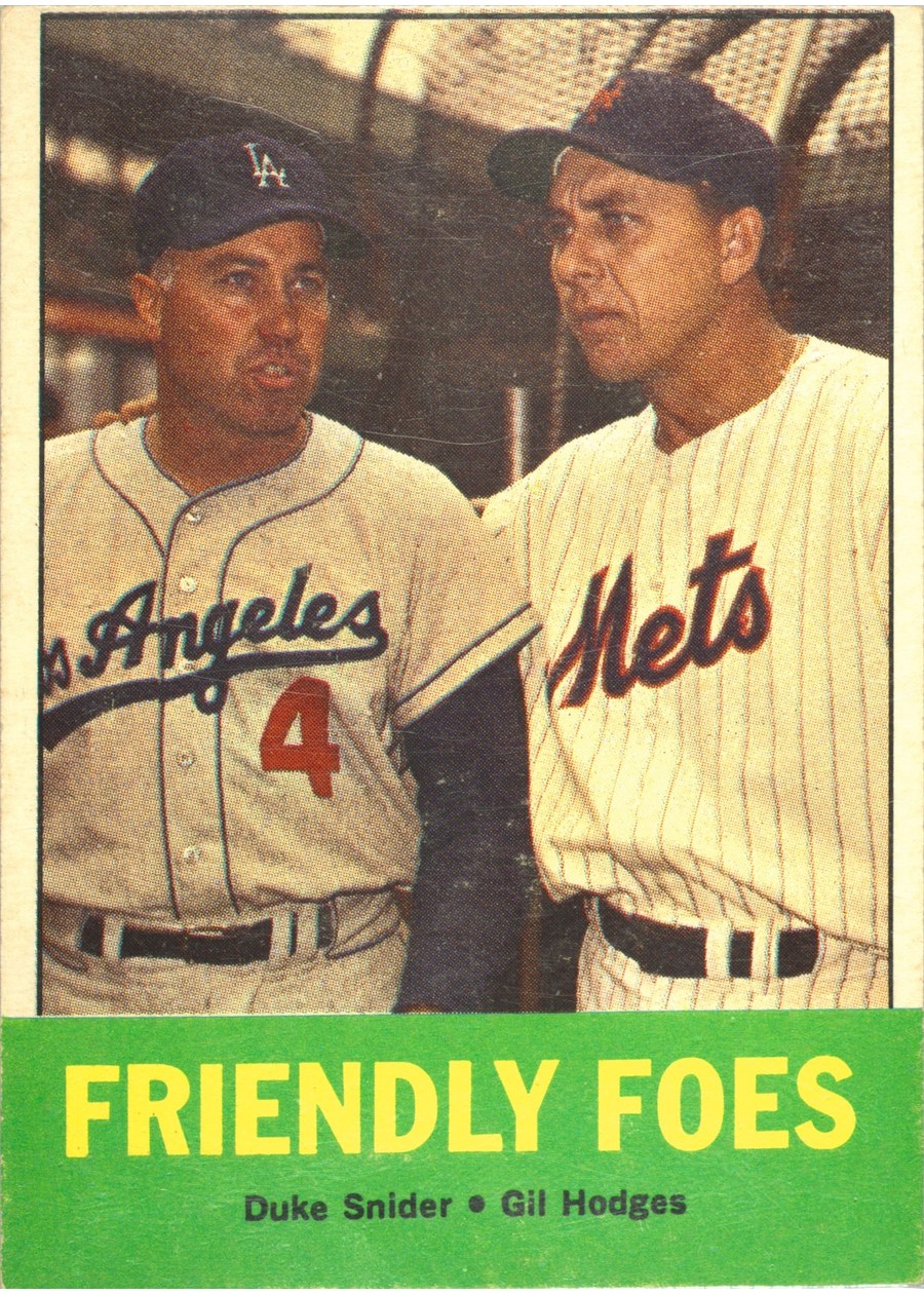1963 Topps #68 Friendly Foes, Los Angeles Dodgers / New York Mets