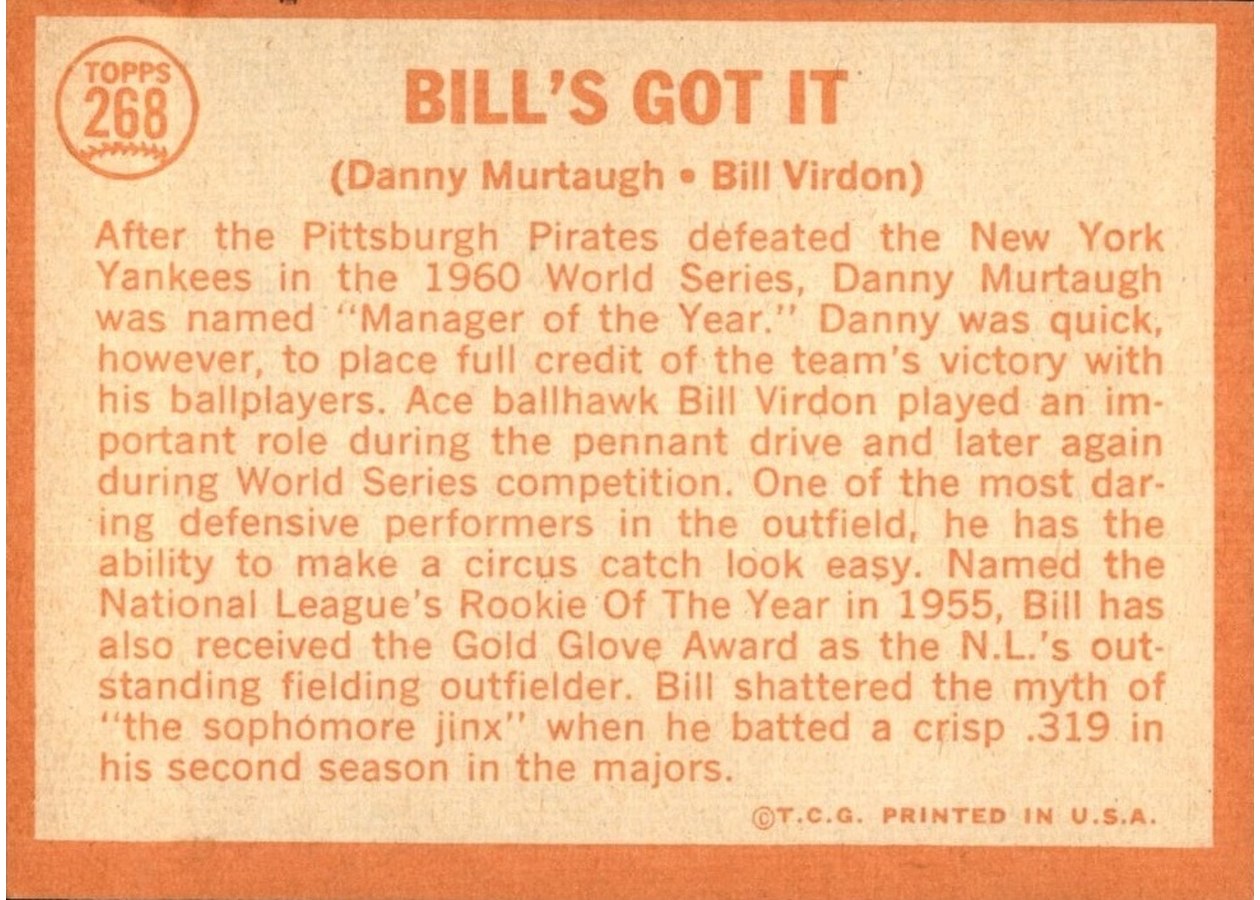 1964 Topps #268 Bill's Got It card back