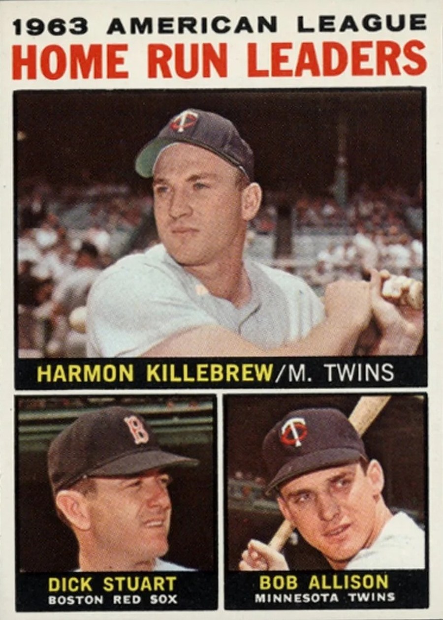 1964 Topps #10 1963 American League Home Run Leaders, Minnesota Twins / Boston Red Sox
