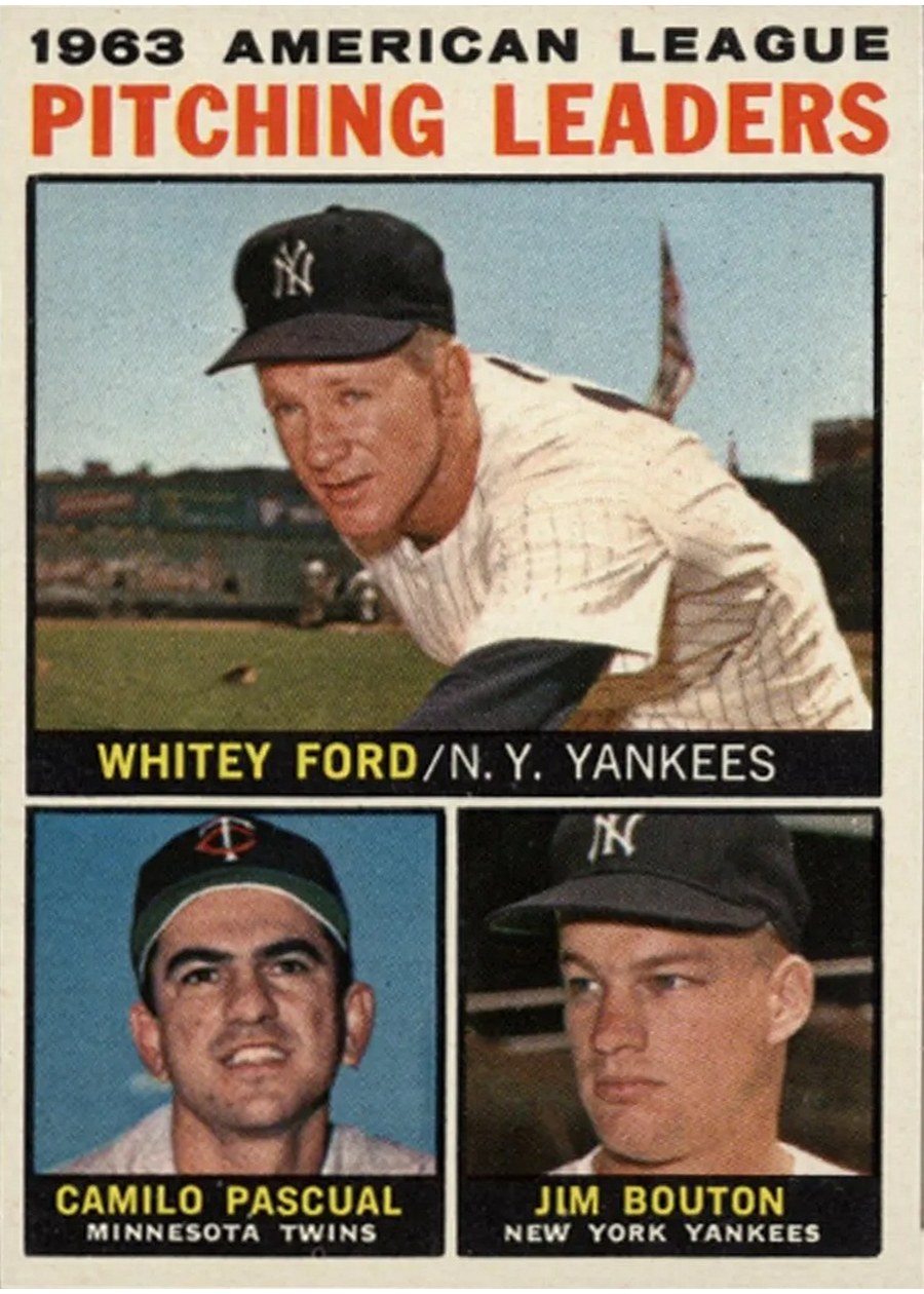 1964 Topps #4 1963 American League Pitching Leaders, New York Yankees / Minnesota Twins