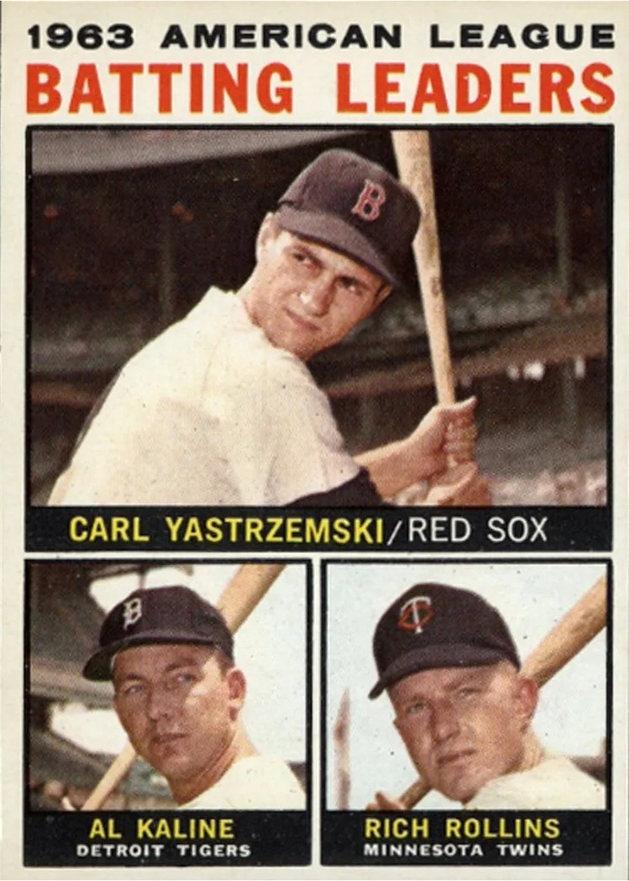 1964 Topps #8 1963 American League Batting Leaders, Boston Red Sox / Detroit Tigers / Minnesota Twins