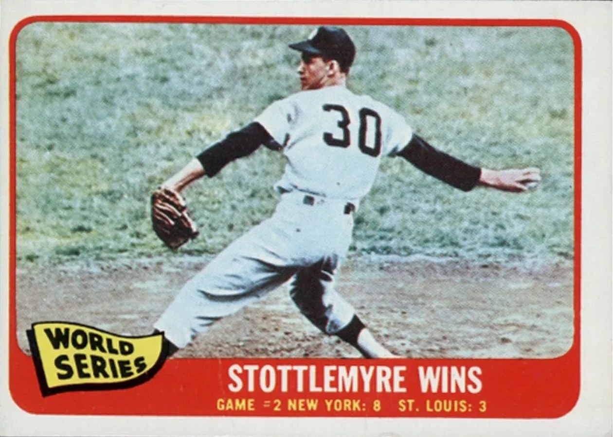 1965 Topps #133 World Series Game #2 - Stottlemyre Wins, New York Yankees