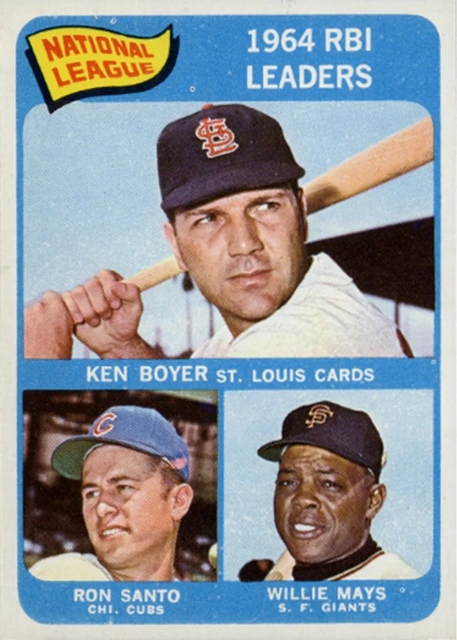 1965 Topps #6 National League 1964 RBI Leaders, St. Louis Cardinals / Chicago Cubs / San Francisco Giants