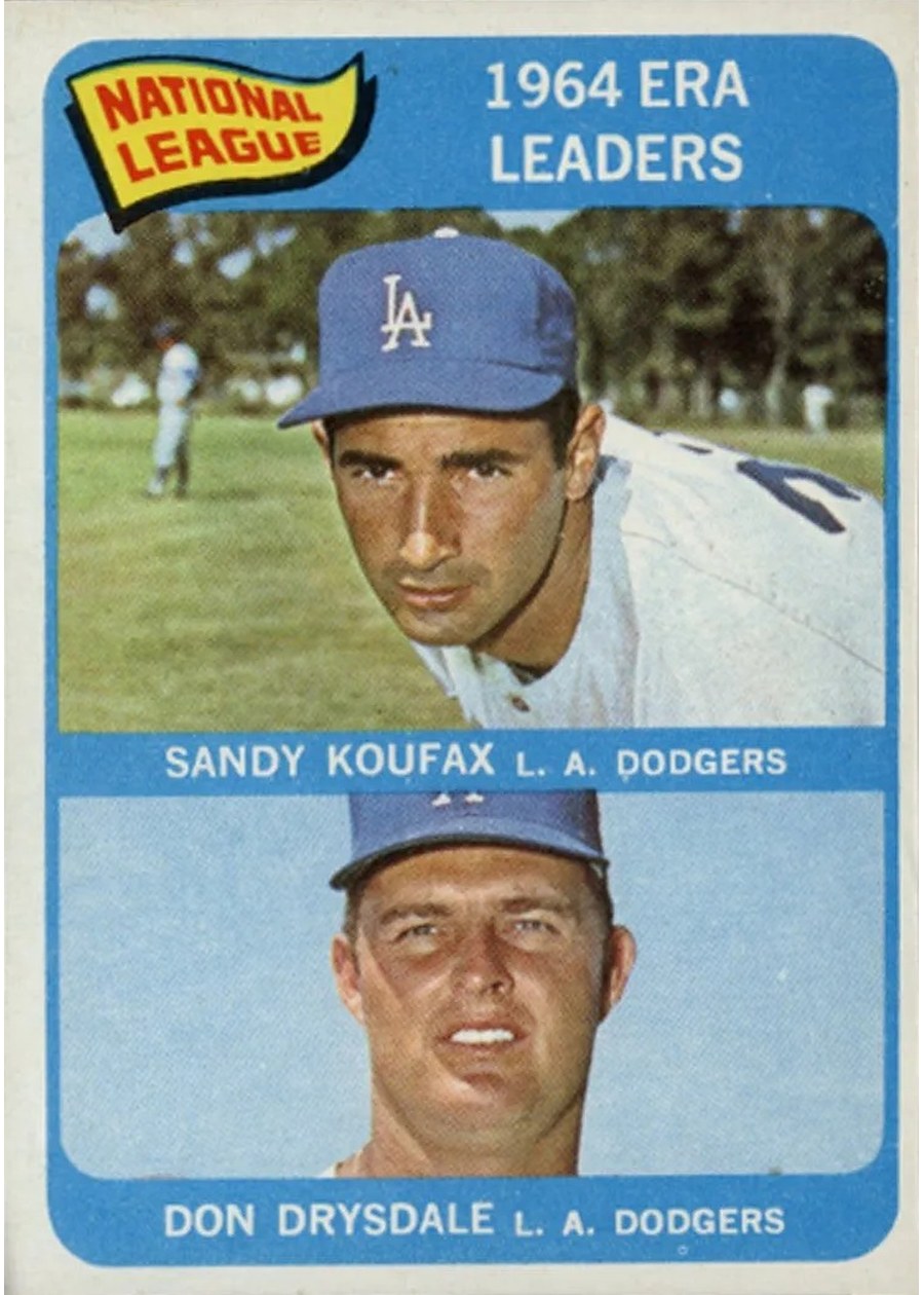 1965 Topps #8 National League 1964 ERA Leaders, Los Angeles Dodgers
