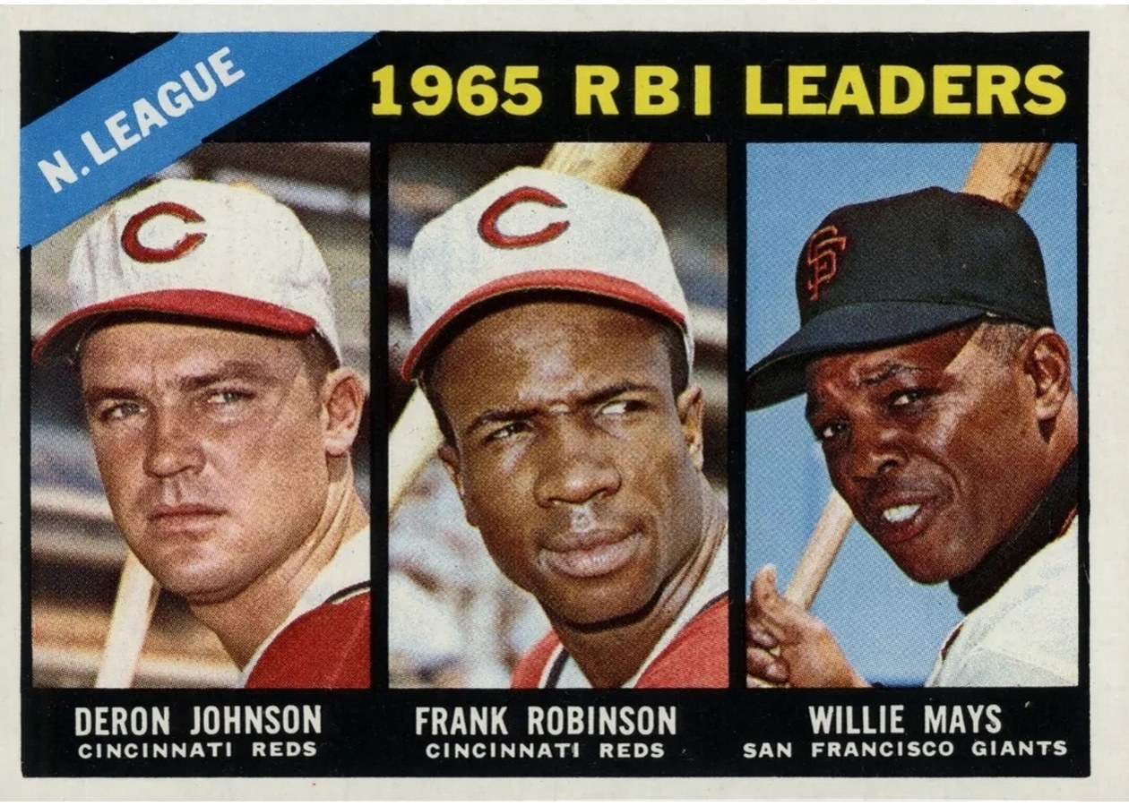 1966 Topps #219 National League 1965 RBI Leaders, Cincinnati Reds / San Francisco Giants