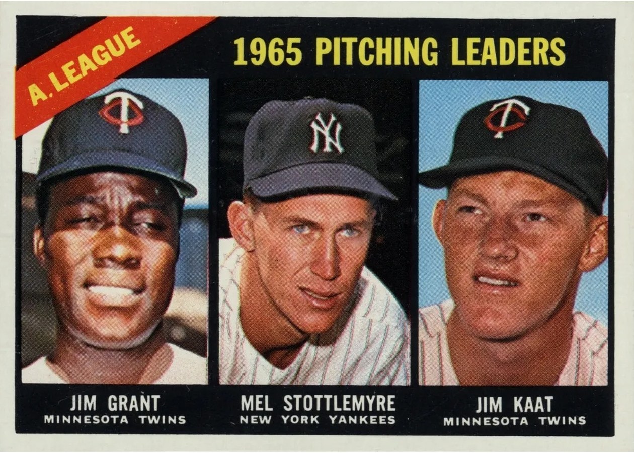 1966 Topps #224 American League 1965 Pitching Leaders, Minnesota Twins / New York Yankees