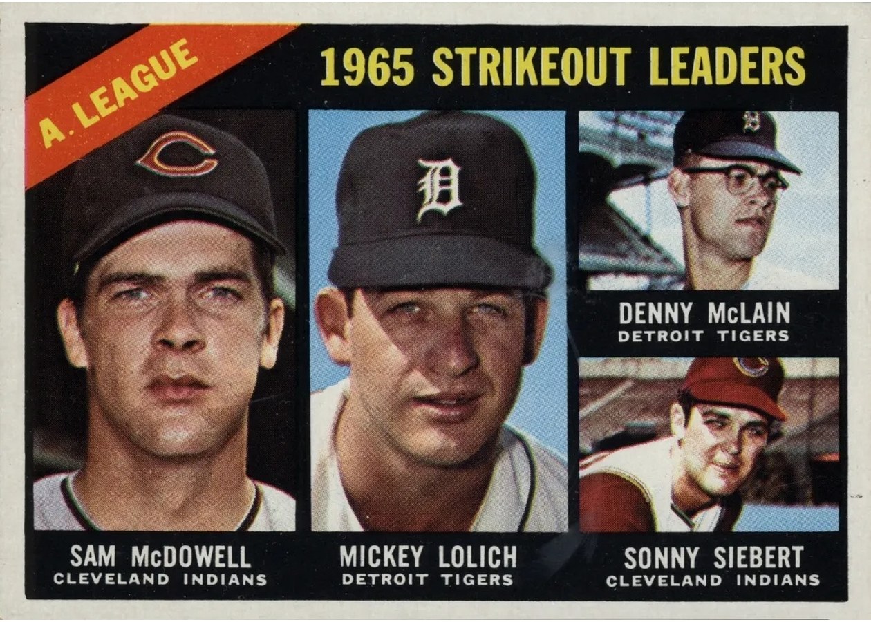 1966 Topps #226 American League 1965 Strikeout Leaders, Cleveland Indians / Detroit Tigers