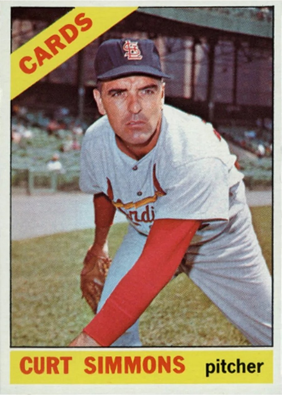 1966 Topps #489 Curt Simmons, St. Louis Cardinals