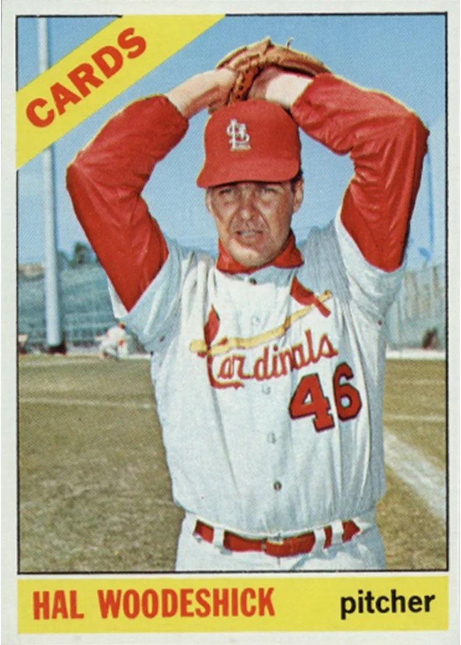 1966 Topps #514 Hal Woodeshick, St. Louis Cardinals