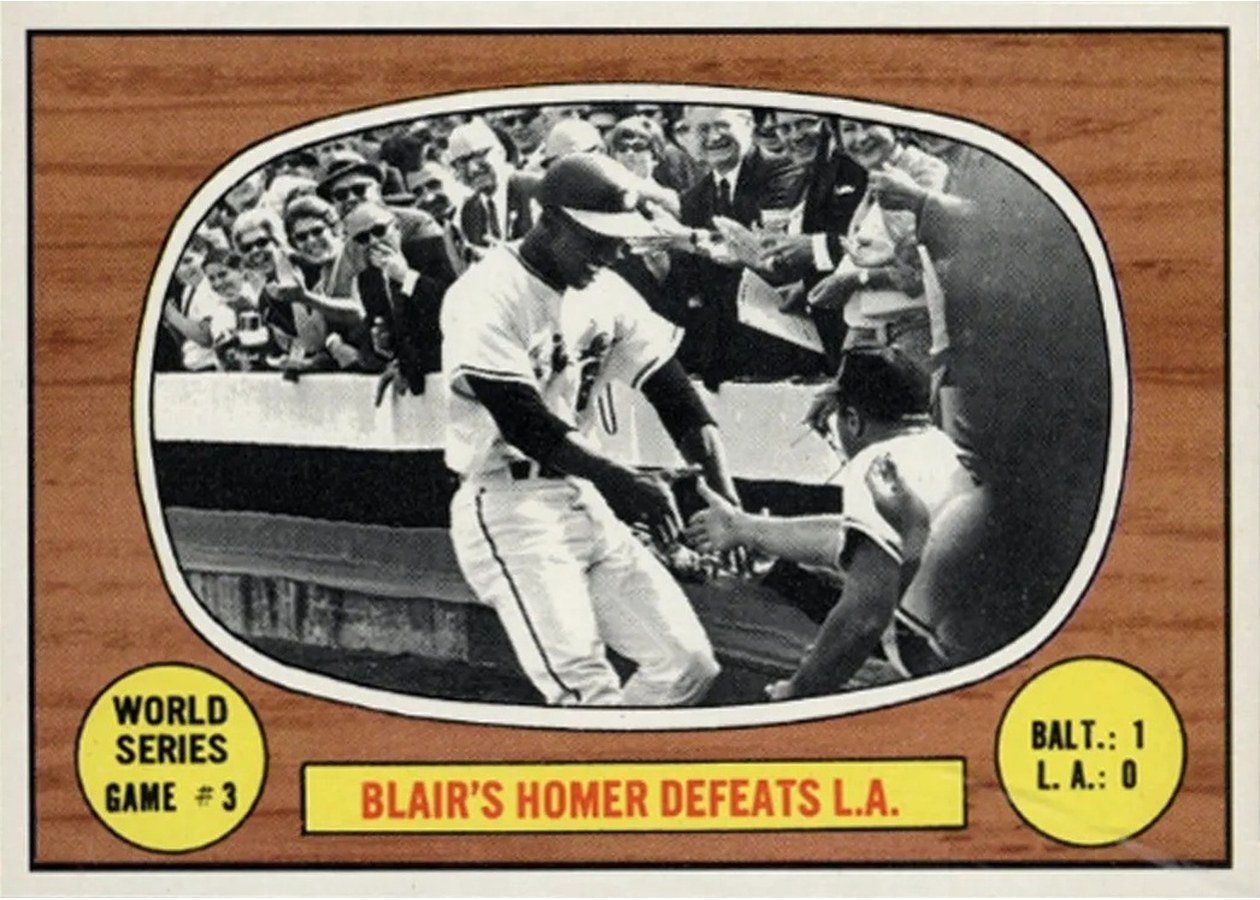 1967 Topps #153 World Series Game #3 - Blair's Homer Defeats L.A., Baltimore Orioles