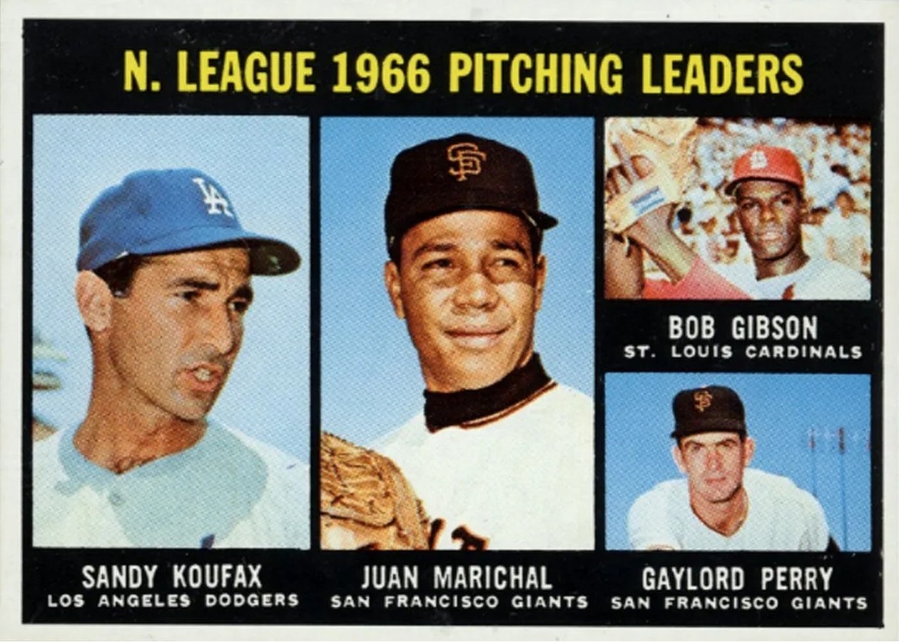 1967 Topps #236 National League 1966 Pitching Leaders, Los Angeles Dodgers / San Francisco Giants / St. Louis Cardinals
