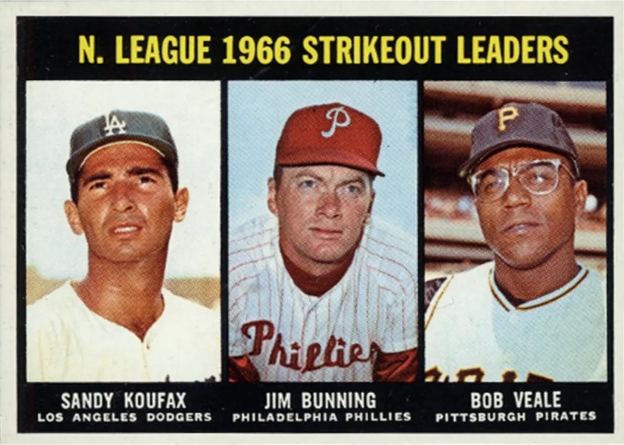 1967 Topps #238 National League 1966 Strikeout Leaders, Los Angeles Dodgers / Philadelphia Phillies / Pittsburgh Pirates