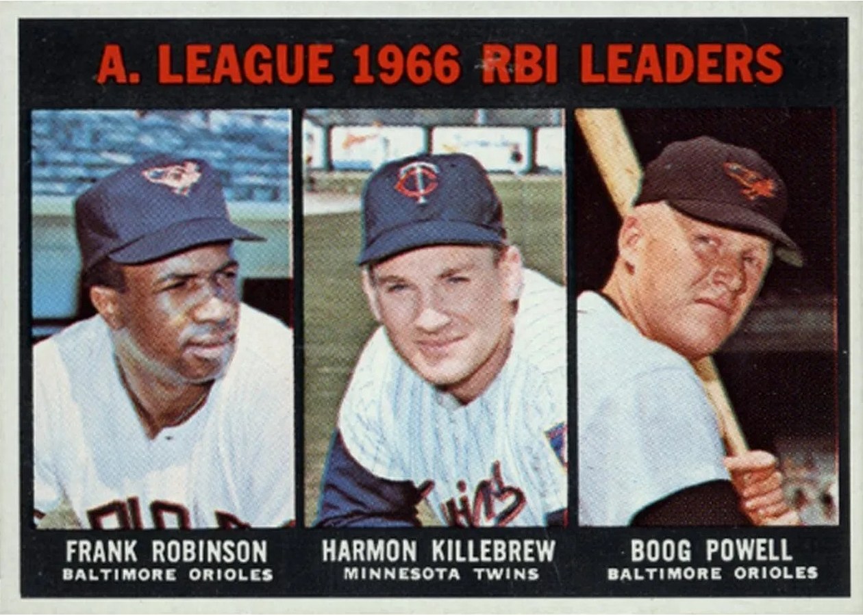 1967 Topps #241 American League 1966 RBI Leaders, Baltimore Orioles / Minnesota Twins