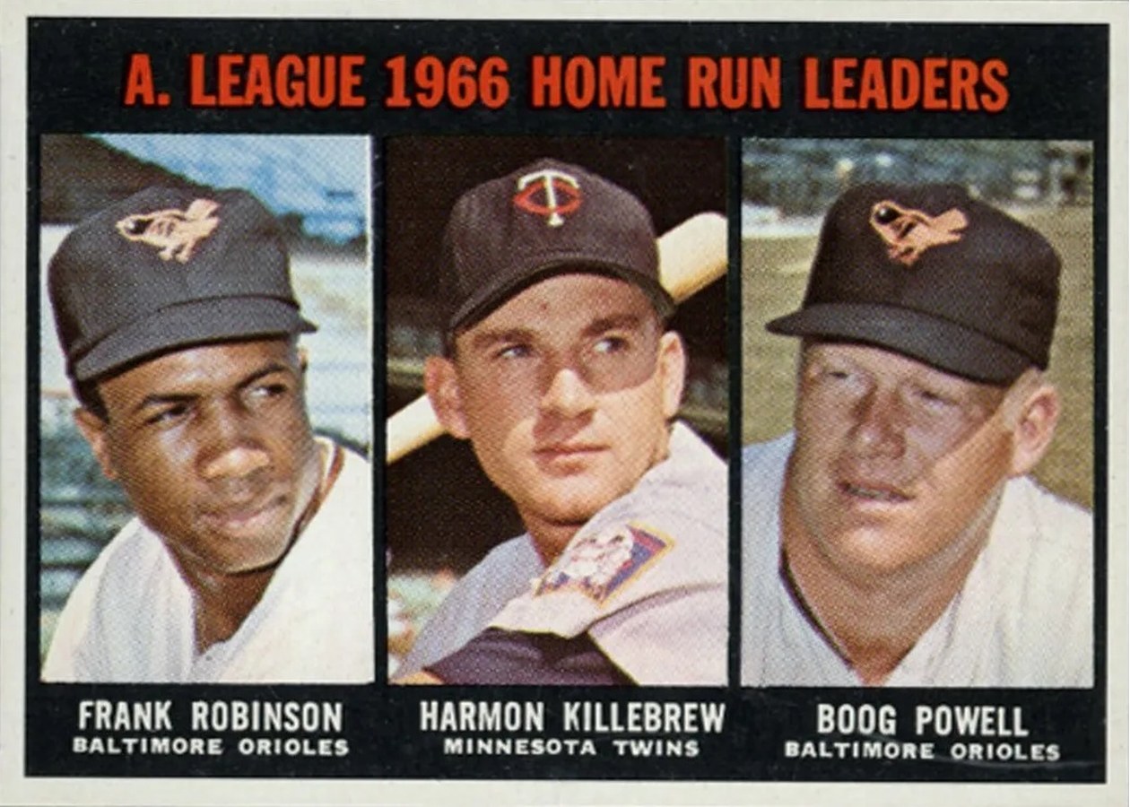 1967 Topps #243 American League 1966 Home Run Leaders, Baltimore Orioles / Minnesota Twins