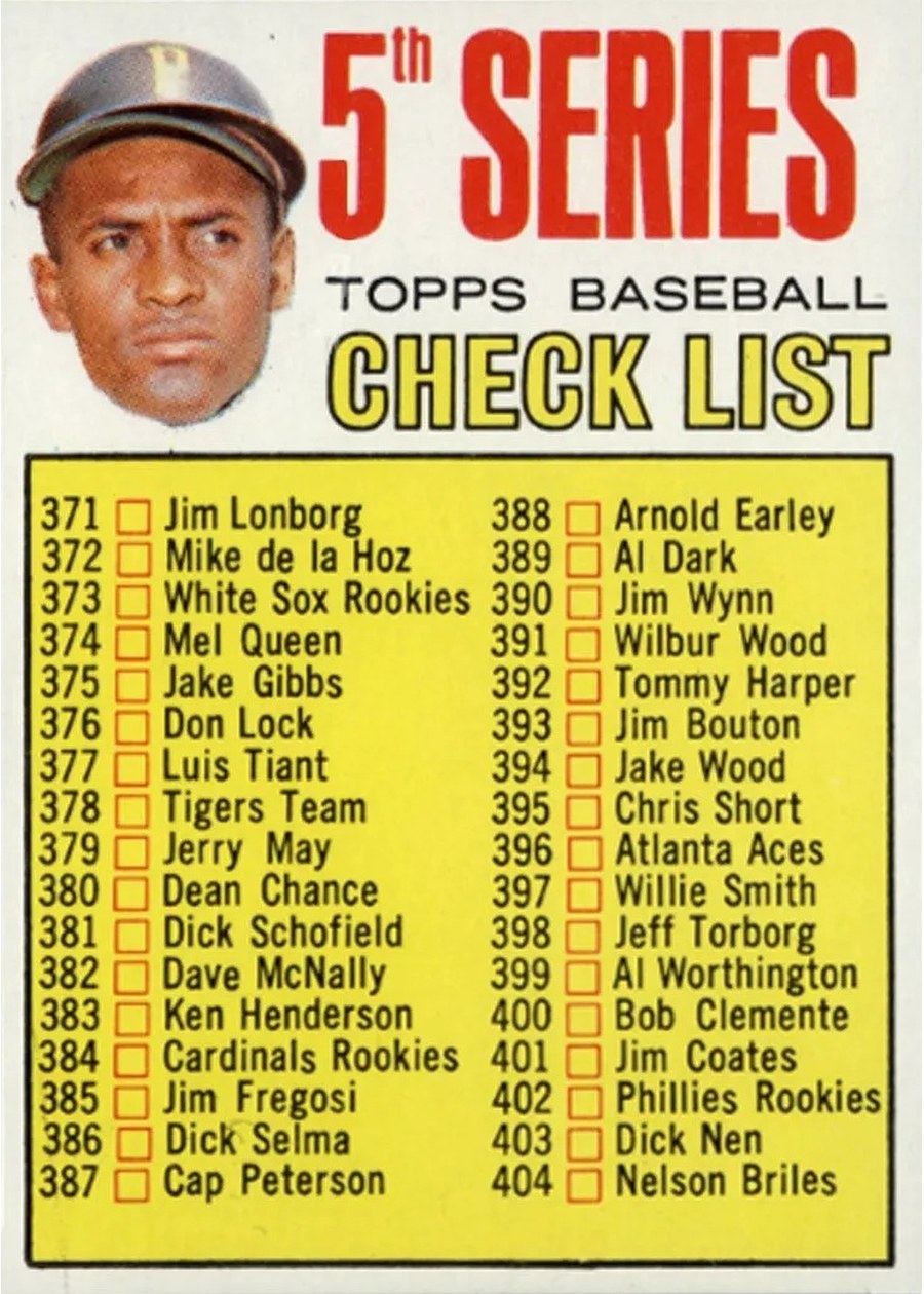 1967 Topps #361 5th Series Checklist: 371-457