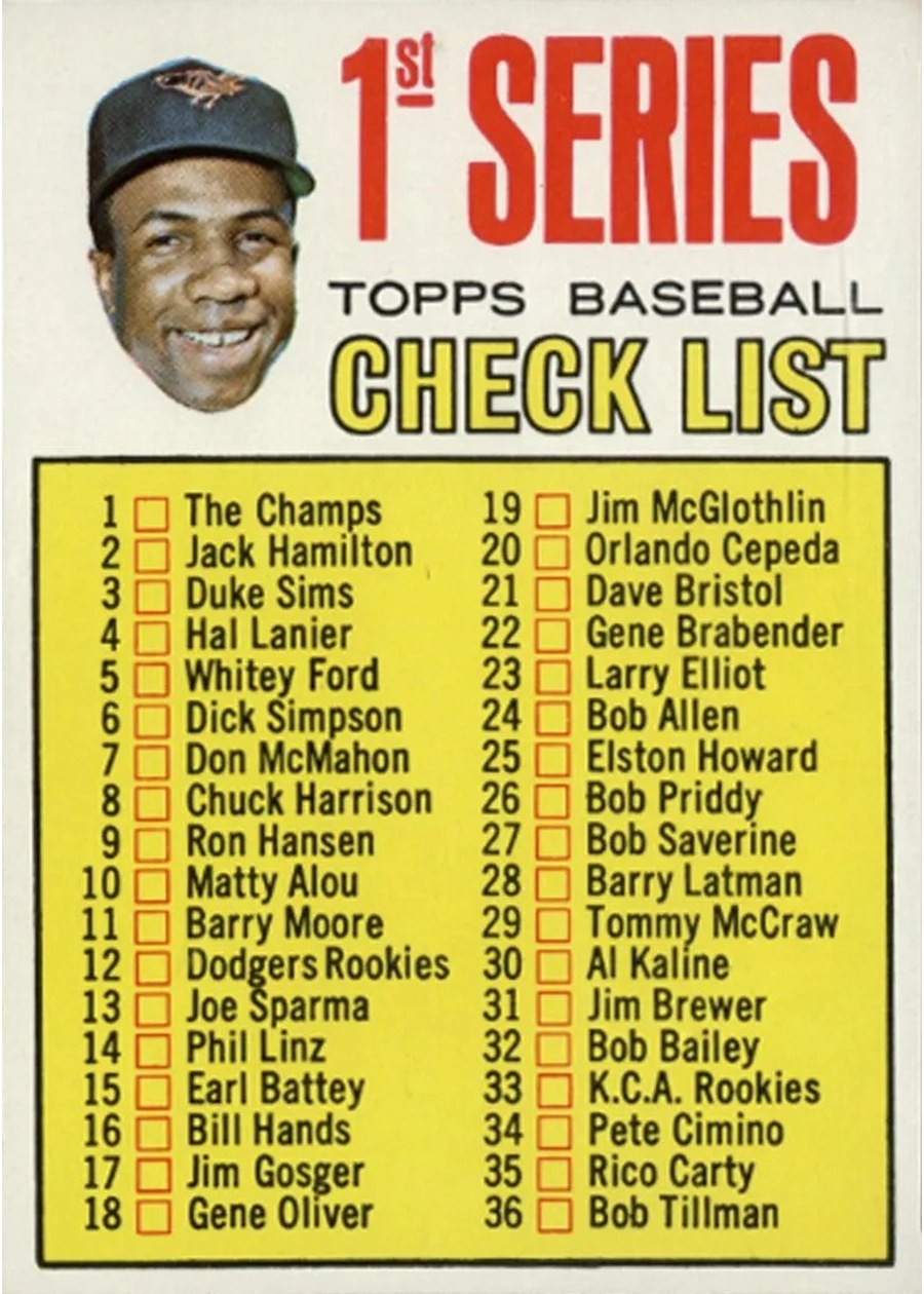 1967 Topps #62 1st Series Checklist: 1-109