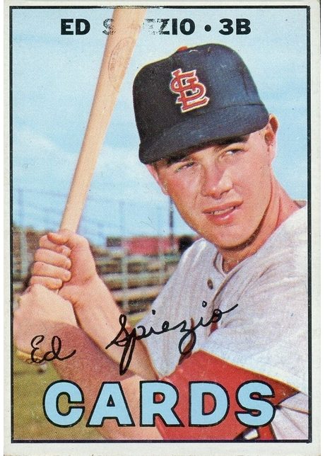 1967 Topps #128 Ed Spiezio - 128b - Most Of "Spie" Missing