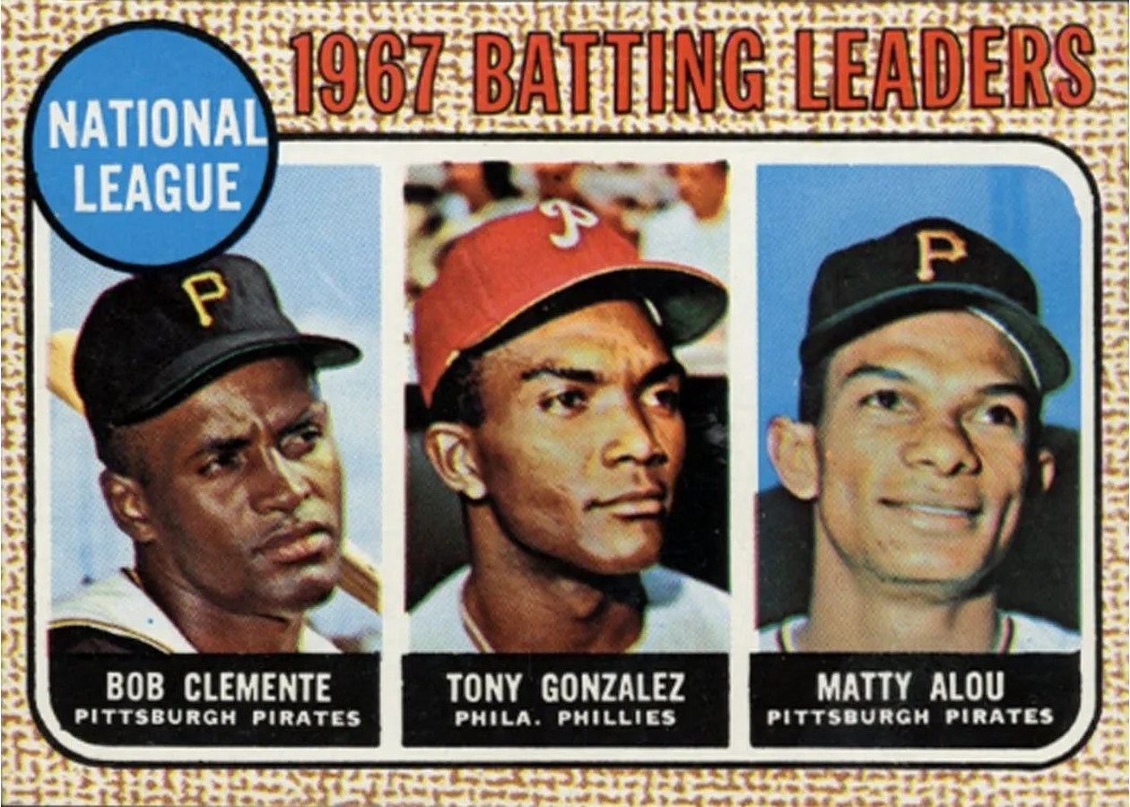 1968 Topps #1 National League 1967 Batting Leaders, Pittsburgh Pirates / Philadelphia Phillies
