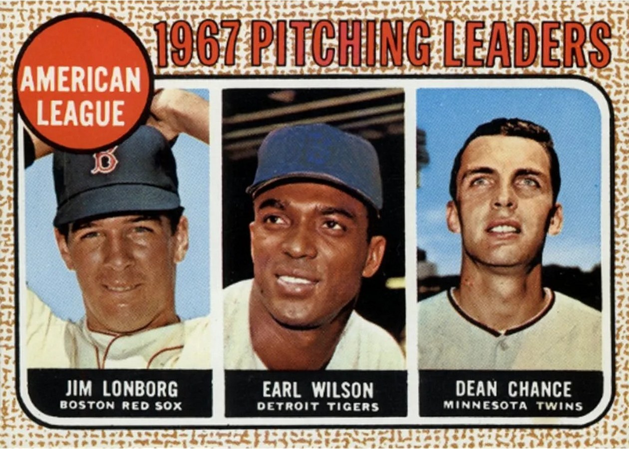 1968 Topps #10 American League 1967 Pitching Leaders, Boston Red Sox / Detroit Tigers / Minnesota Twins
