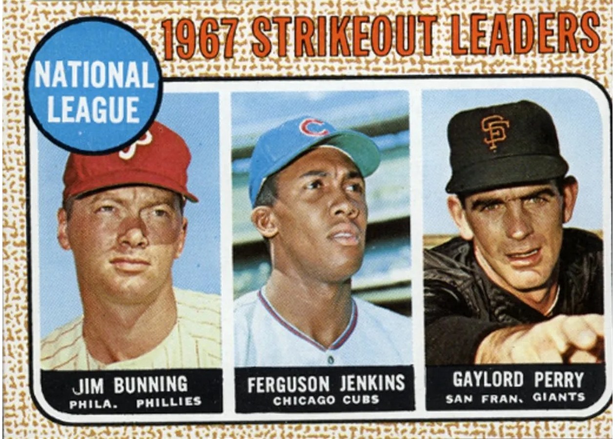 1968 Topps #11 National League 1967 Strikeout Leaders, Philadelphia Phillies / Chicago Cubs / San Francisco Giants