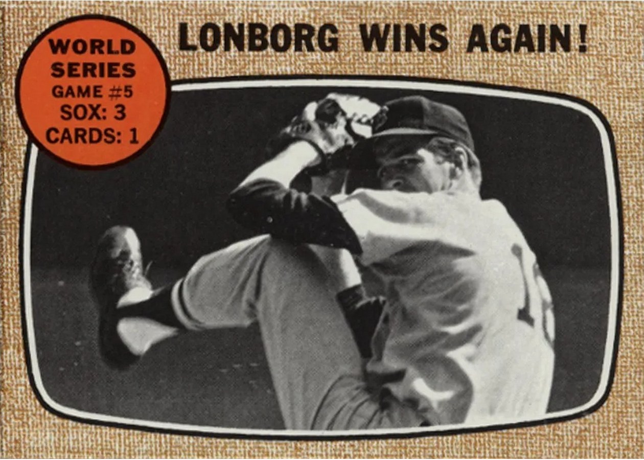 1968 Topps #155 World Series Game #5 - Lonborg Wins Again!, Boston Red Sox
