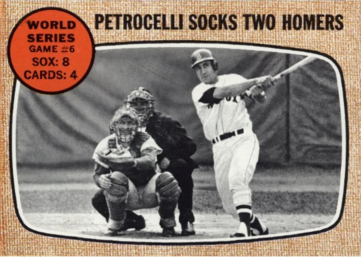 1968 Topps #156 World Series Game #6 - Petrocelli Socks Two Homers, Boston Red Sox