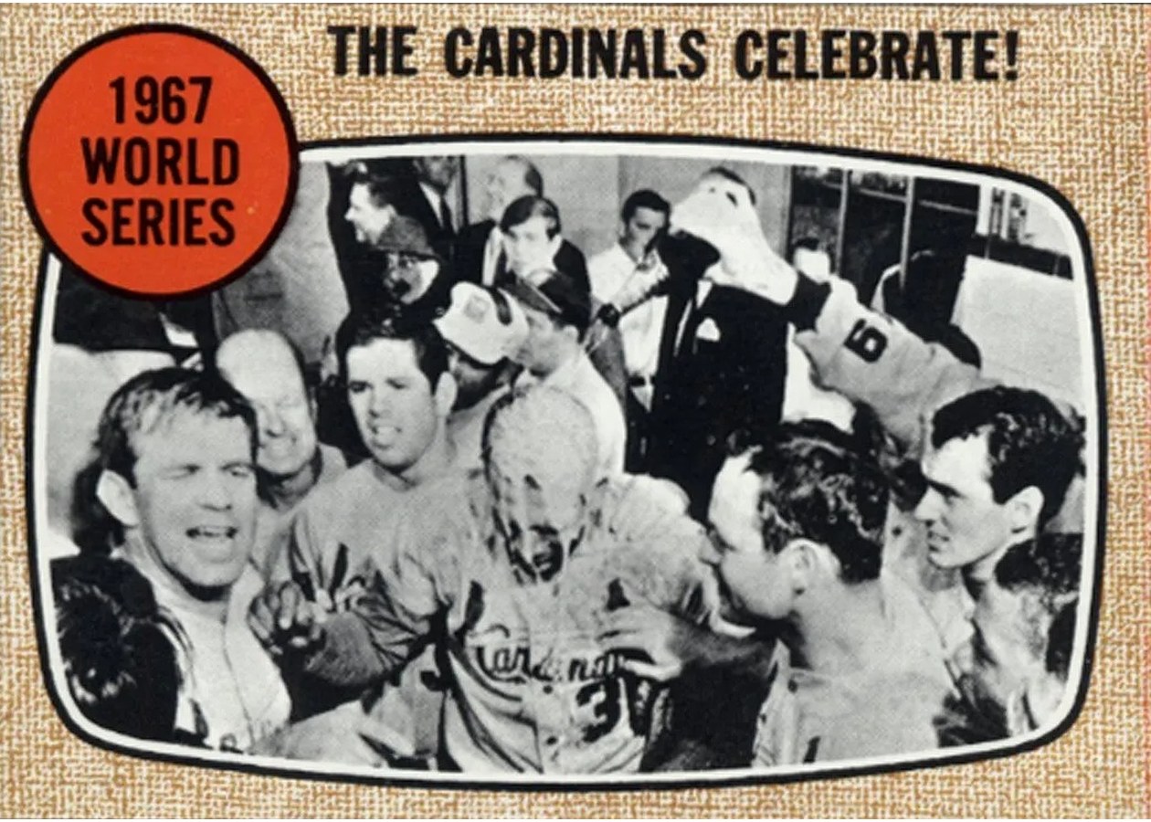 1968 Topps #158 1967 World Series - The Cardinals Celebrate!, St. Louis Cardinals