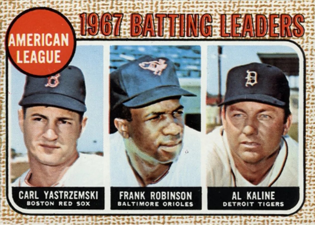 1968 Topps #2 American League 1967 Batting Leaders, Boston Red Sox / Baltimore Orioles / Detroit Tigers