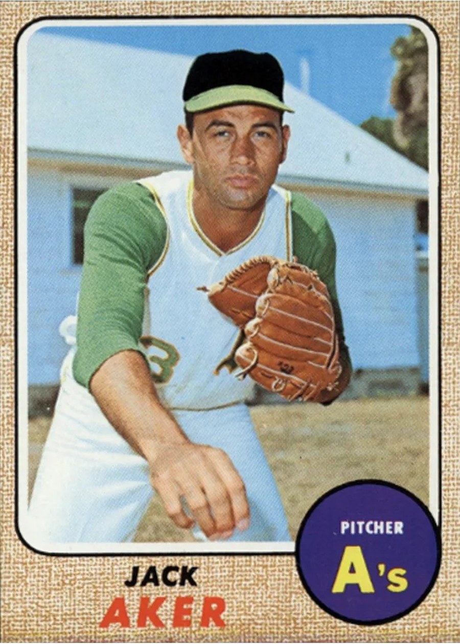 1968 Topps #224 Jack Aker, Oakland Athletics