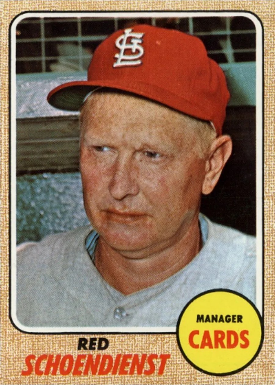 1968 Topps #294 Red Schoendienst, St. Louis Cardinals