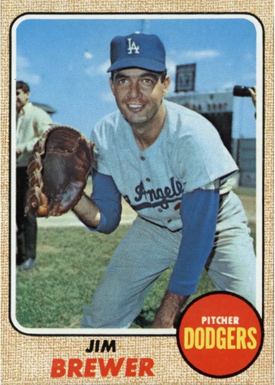 1968 Topps #298 Jim Brewer, Los Angeles Dodgers
