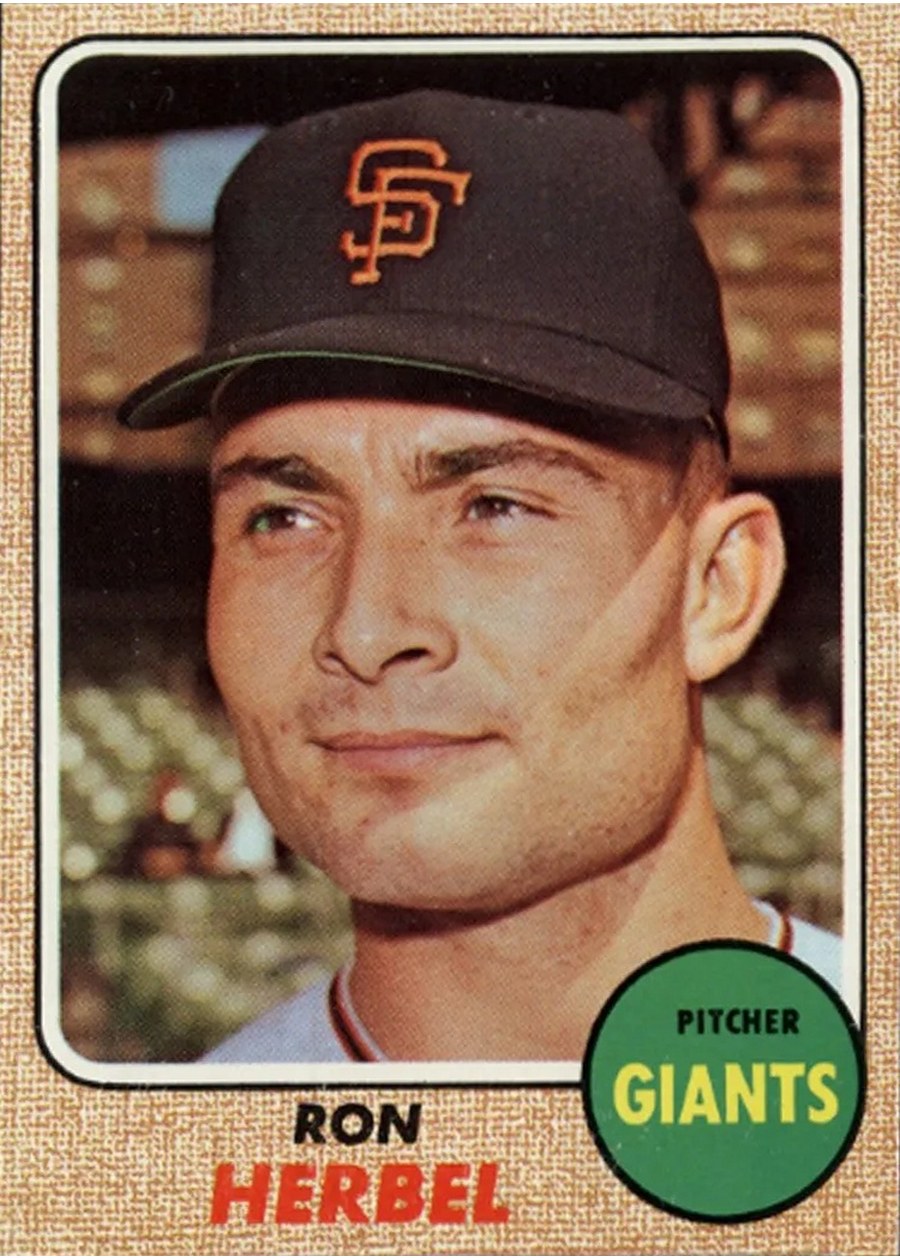 1968 Topps #333 Ron Herbel, San Francisco Giants