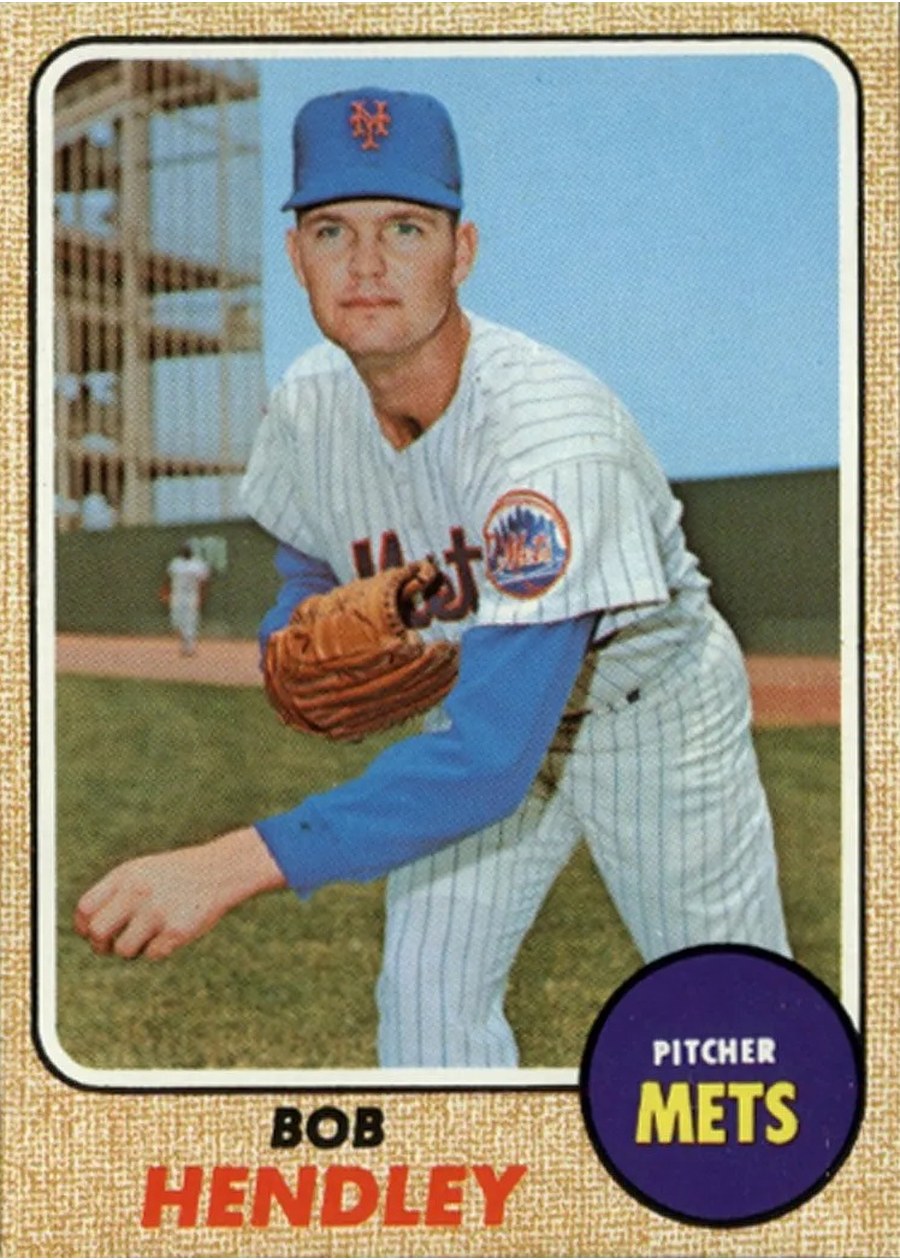 1968 Topps #345 Bob Hendley, New York Mets