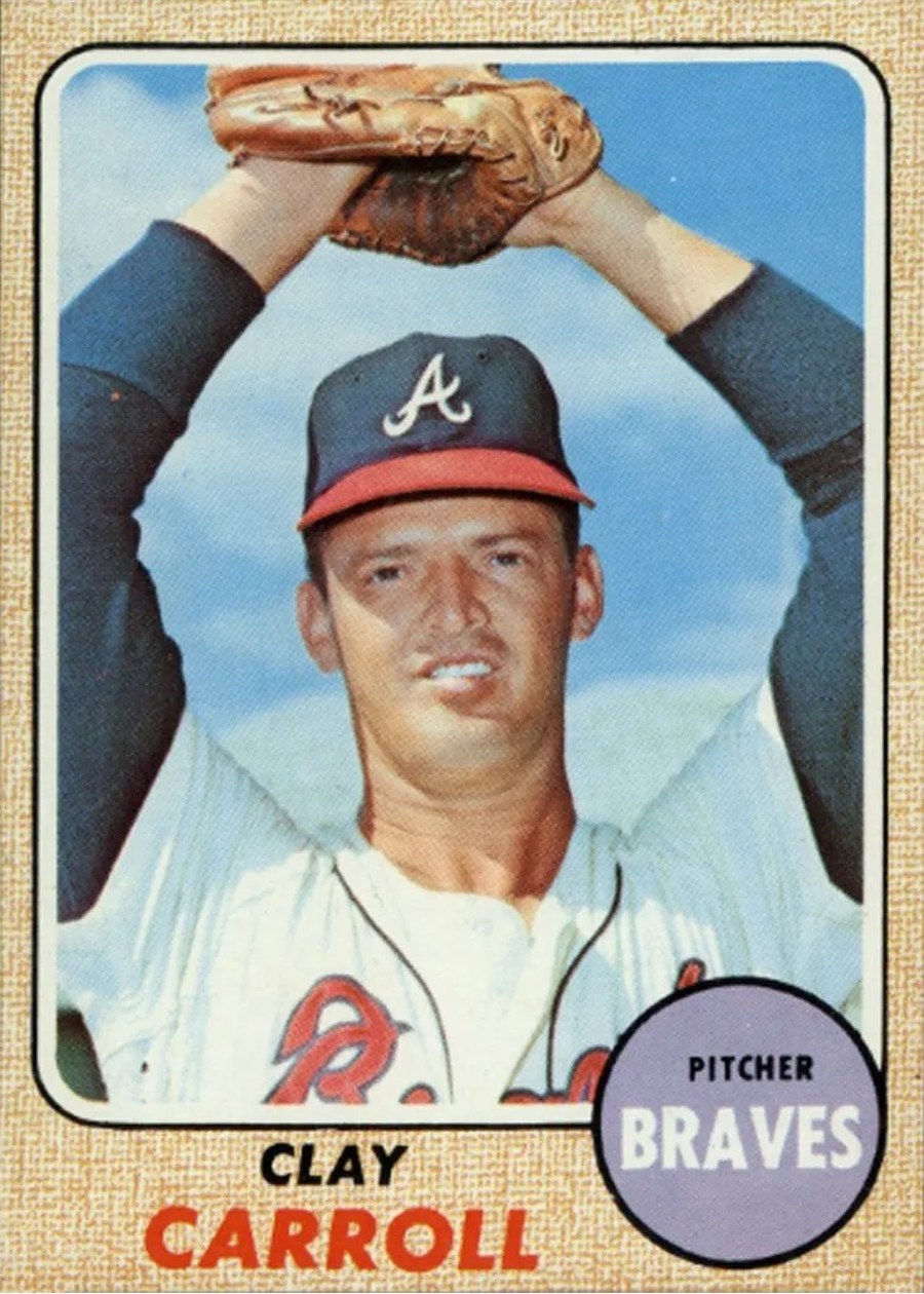 1968 Topps #412 Clay Carroll, Atlanta Braves