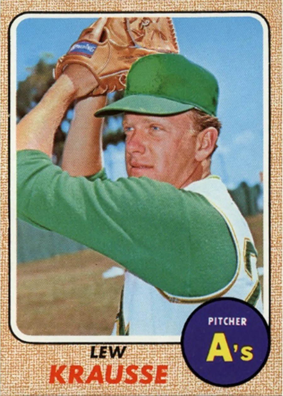 1968 Topps #458 Lew Krausse, Oakland Athletics