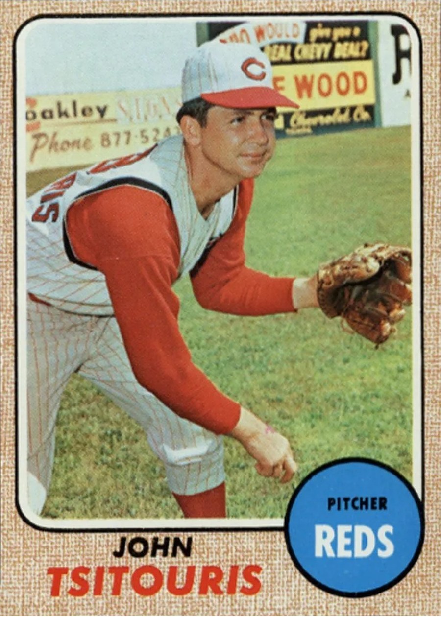 1968 Topps #523 John Tsitouris, Cincinnati Reds