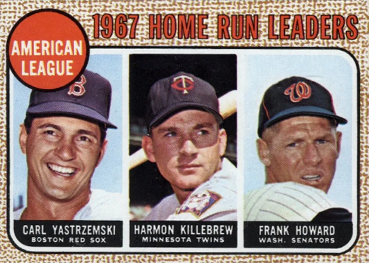 1968 Topps #6 American League 1967 Home Run Leaders, Boston Red Sox / Minnesota Twins / Washington Senators