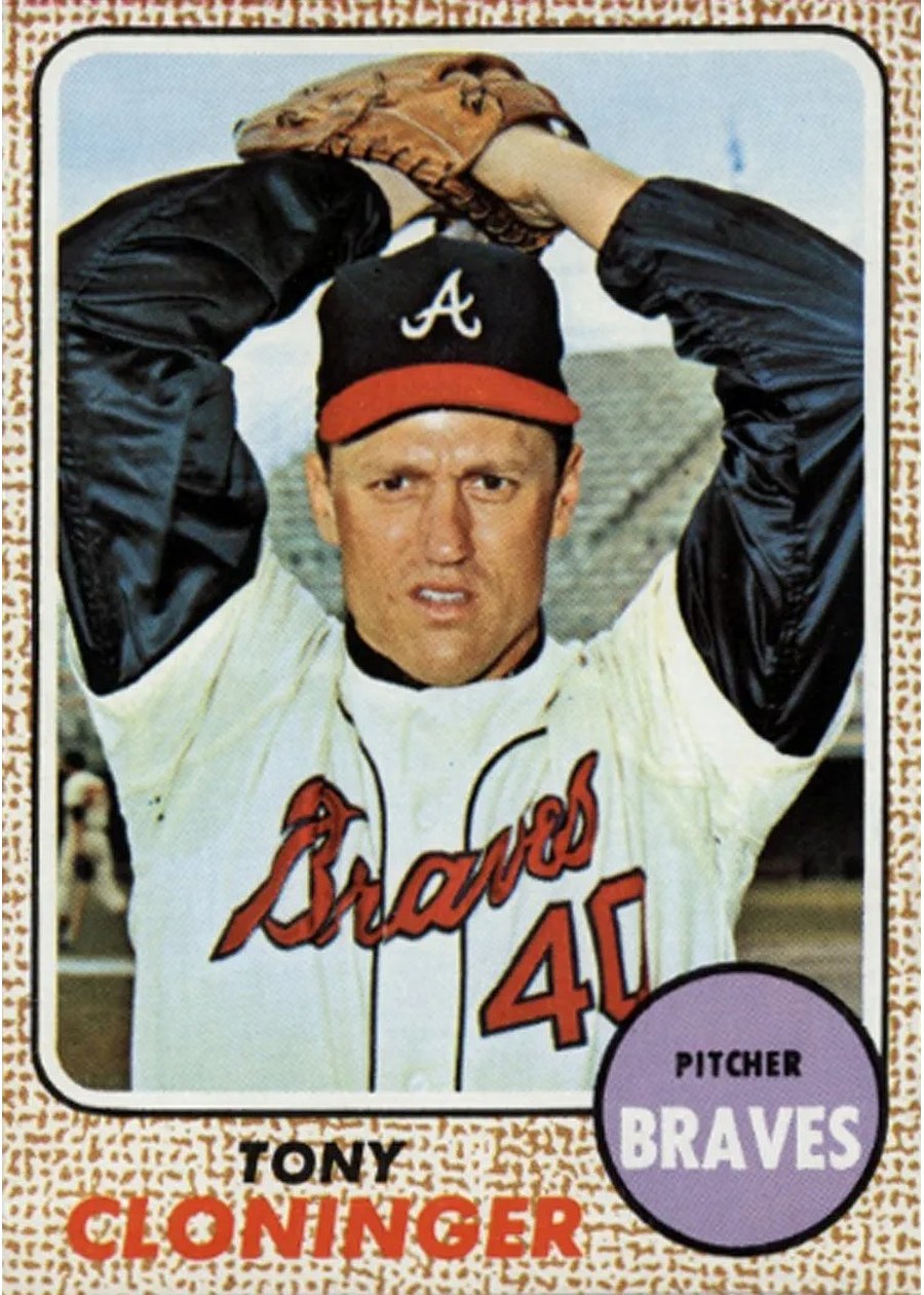 1968 Topps #93 Tony Cloninger, Atlanta Braves